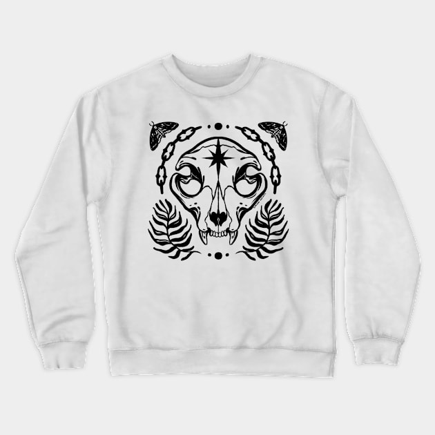 Cat Skull - Black Crewneck Sweatshirt by Breanna Sanchez Art